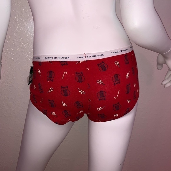 TOMMY HILFIGER RED OWL AND CANDY CANE BOY-SHORTS BOYSHORT PANTIES SIZE LARGE - Picture 2 of 3